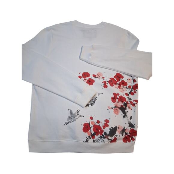 Blind Rooster Cherry Blossom Sparrow Unisex L Wrap Around “Osaka” Sweatshirt - Picture 5 of 12